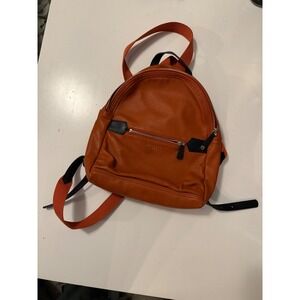 Rare Longchamp Paris Orange 2.0 Leather Backpack Gold Hardware
